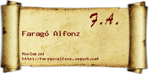 Faragó Alfonz névjegykártya